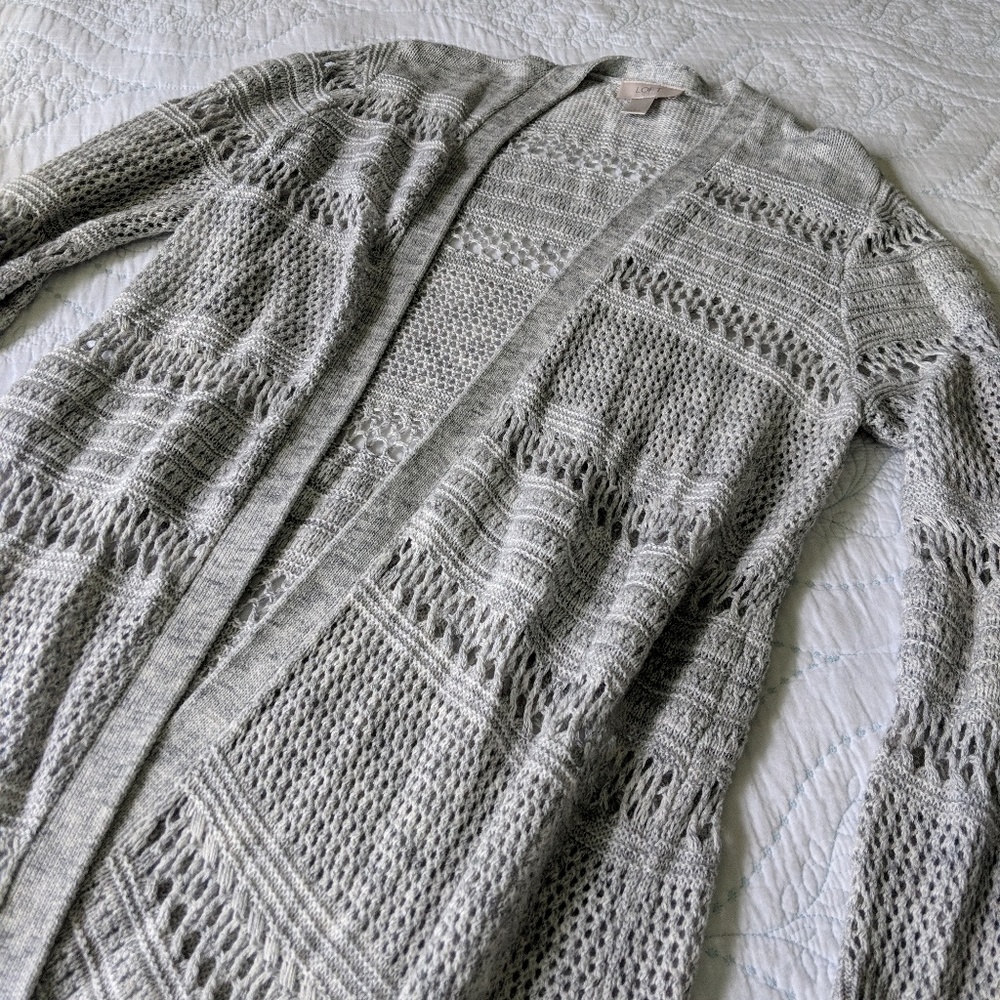 LOFT knit open cardigan duster size L